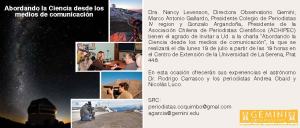 Invitación a participar de la charla "Abordando la Ciencia desde los medios de comunicación"